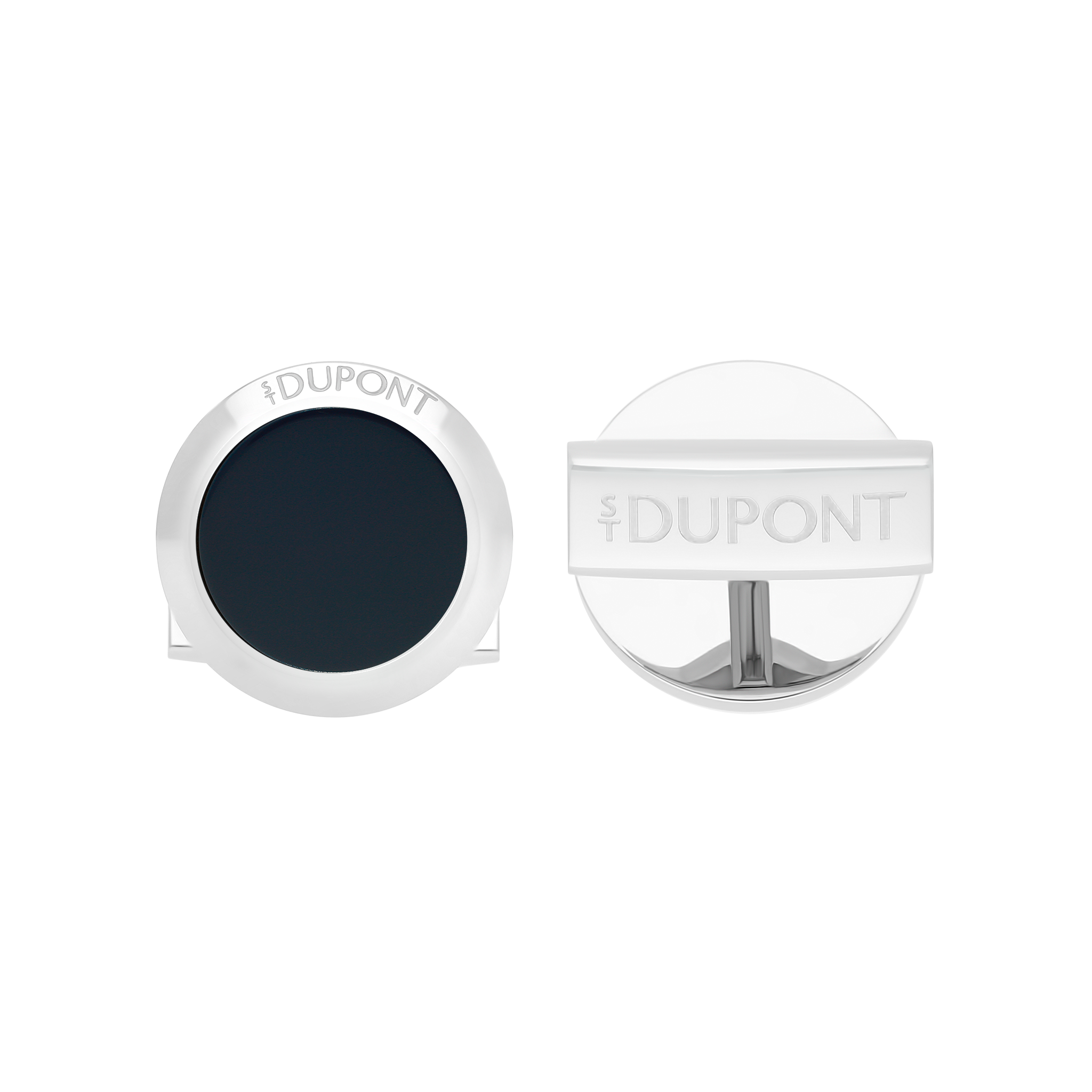 Boutons de manchette ronds en laque bleue