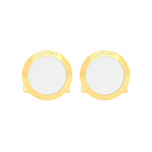 005848 - STDUPONT - France - Boutons de manchette ronds laque blanche - 3