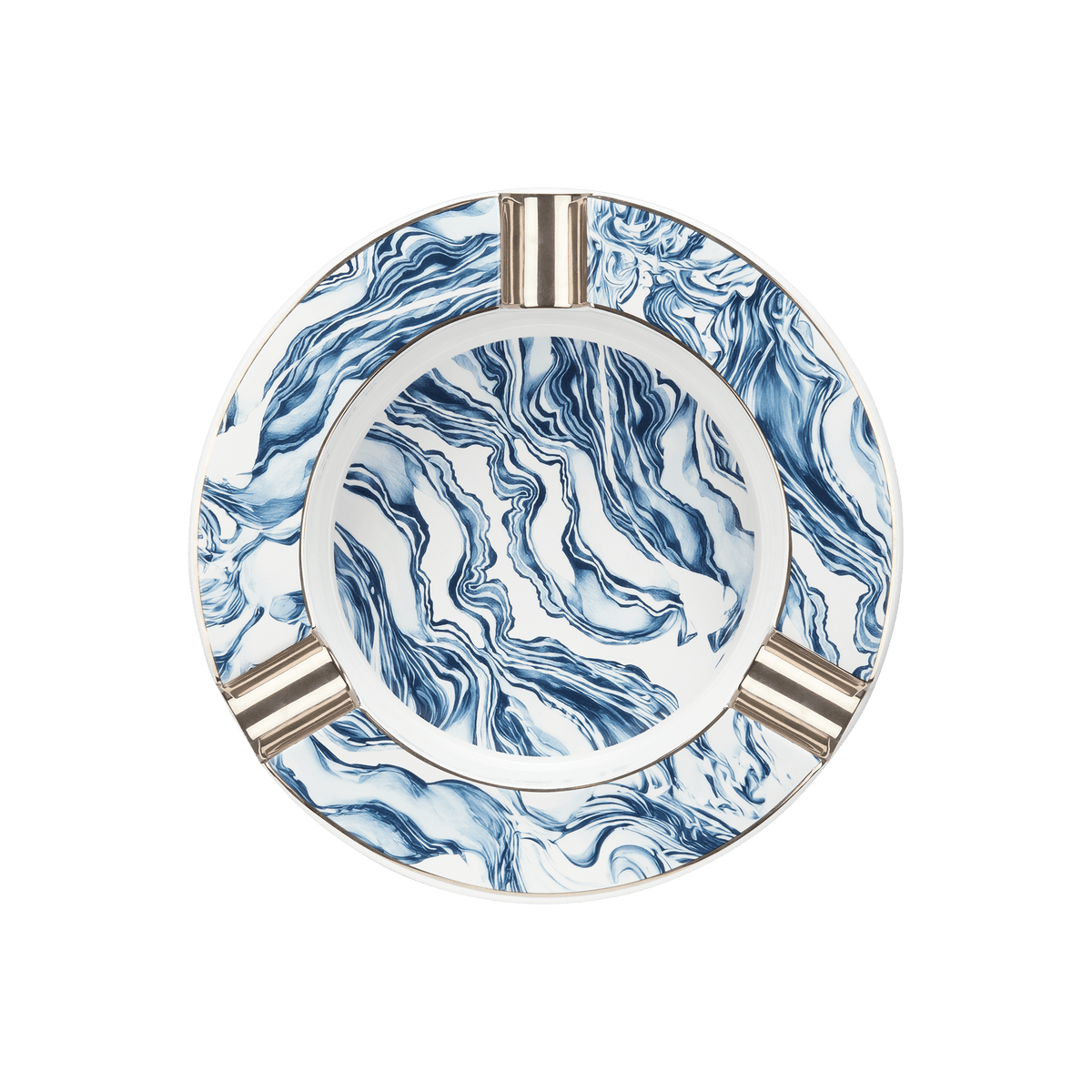 Porcelaine art - of - fire Collection_Ashtray color_blue 1 - S.T. Dupont France